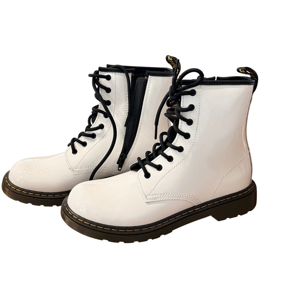 Dr Martens 1460 Y White Patent Leather Combat Boots Womens 6 EU 37 26792100
